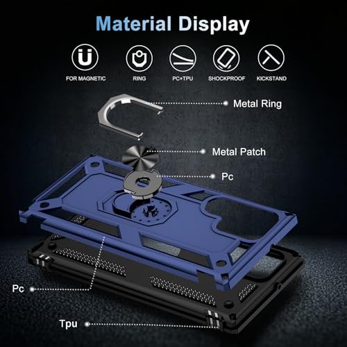 Coque Samsung S24 Ultra blindée bleue accessoire antichoc avec protège écran - 7