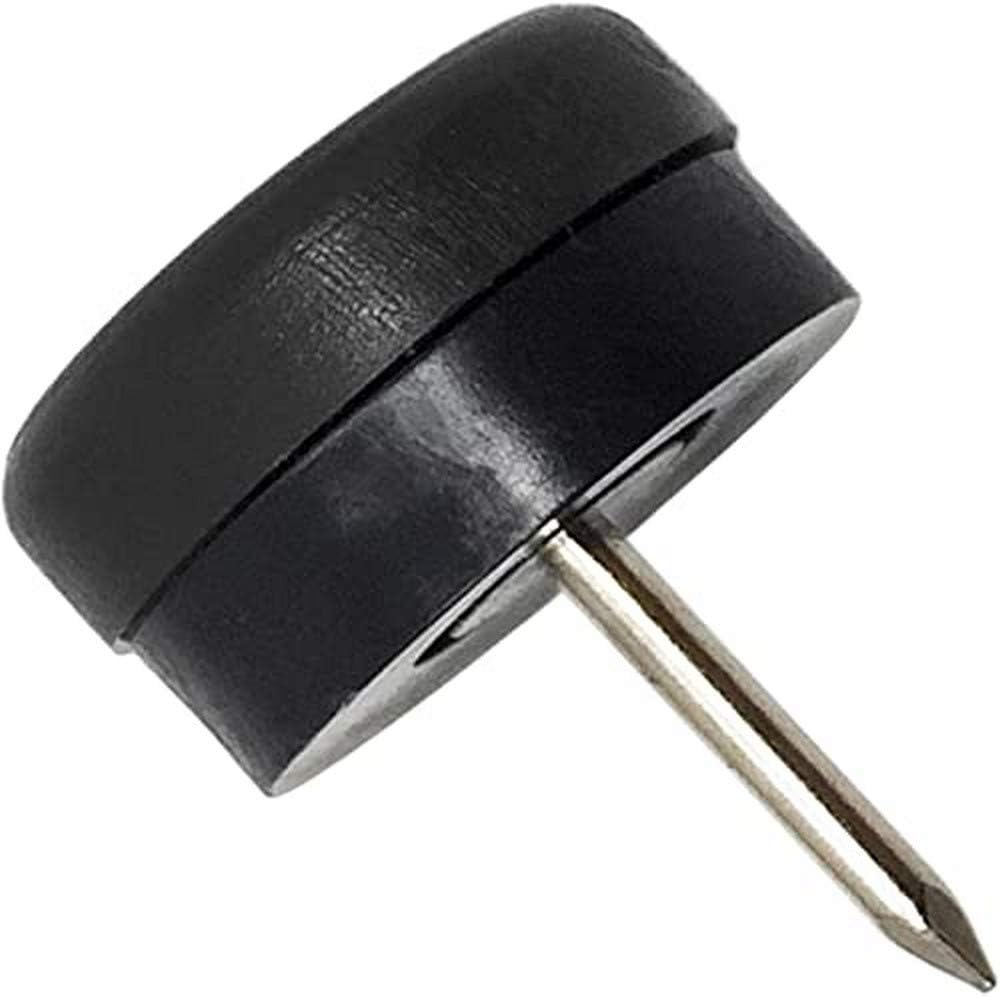 Adsamm PGR-N-BL-20-16 PGR-N-BL-20 16 x Plastic Gliders with Buffer and Nail, Black, Ø 20 mm
