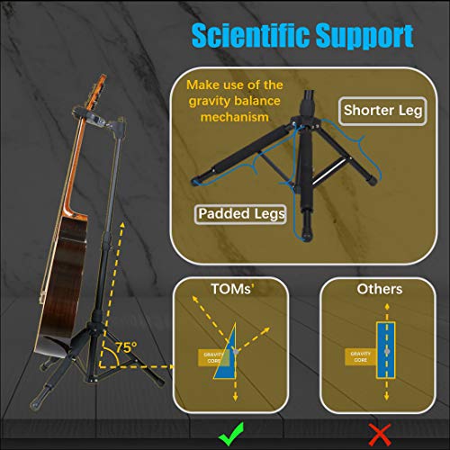 Multiuse Guitar Stand Cello Stand, TOM All-powerful and Portable Folding Stand for Multiple Instruments, Adjustable to Support Kinds of Instruments, Guitar, Ukulele, Cello, Banjo. (TX-1)