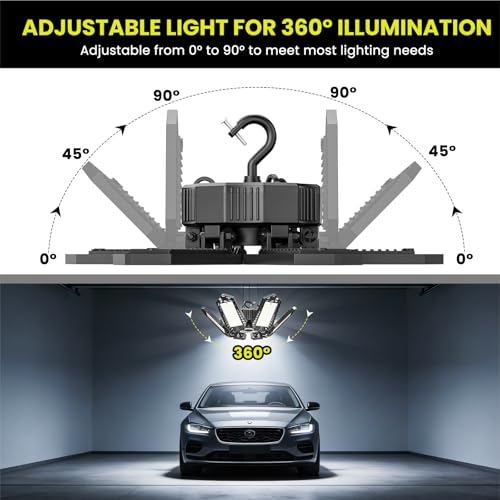 Image of LED Work Light Compatible with Ryobi 18V Battery - 68W 6800LM Garage Flood Light 6+1 Deformable Panels Pendant Ceiling Light, Emergency Camping Light for Shed, Workshop, Job Site