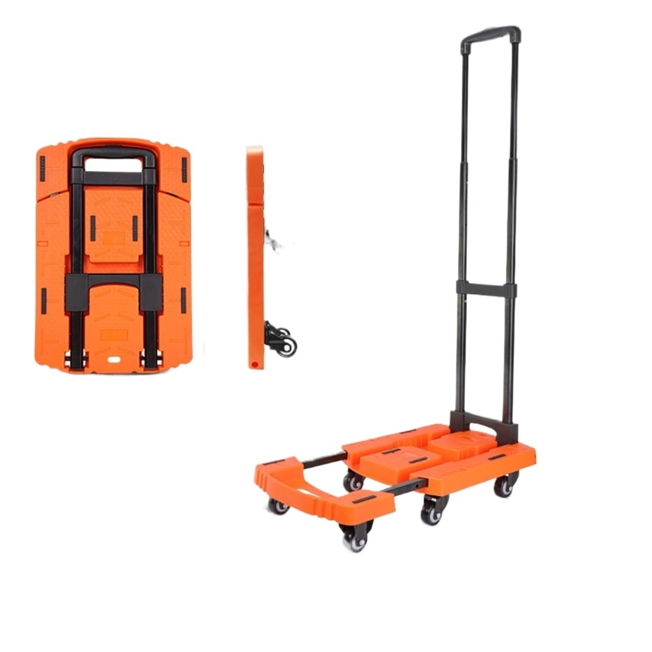 Garage Trolley Retractable Trolley Foldable Flatbed Transporter Truck Platform Hand Truck(Orange)
