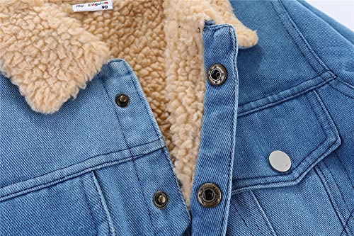 Mud Kingdom Little Boys Denim Jacket Fleece Lined Cute Sherpa Collar Snap Button4