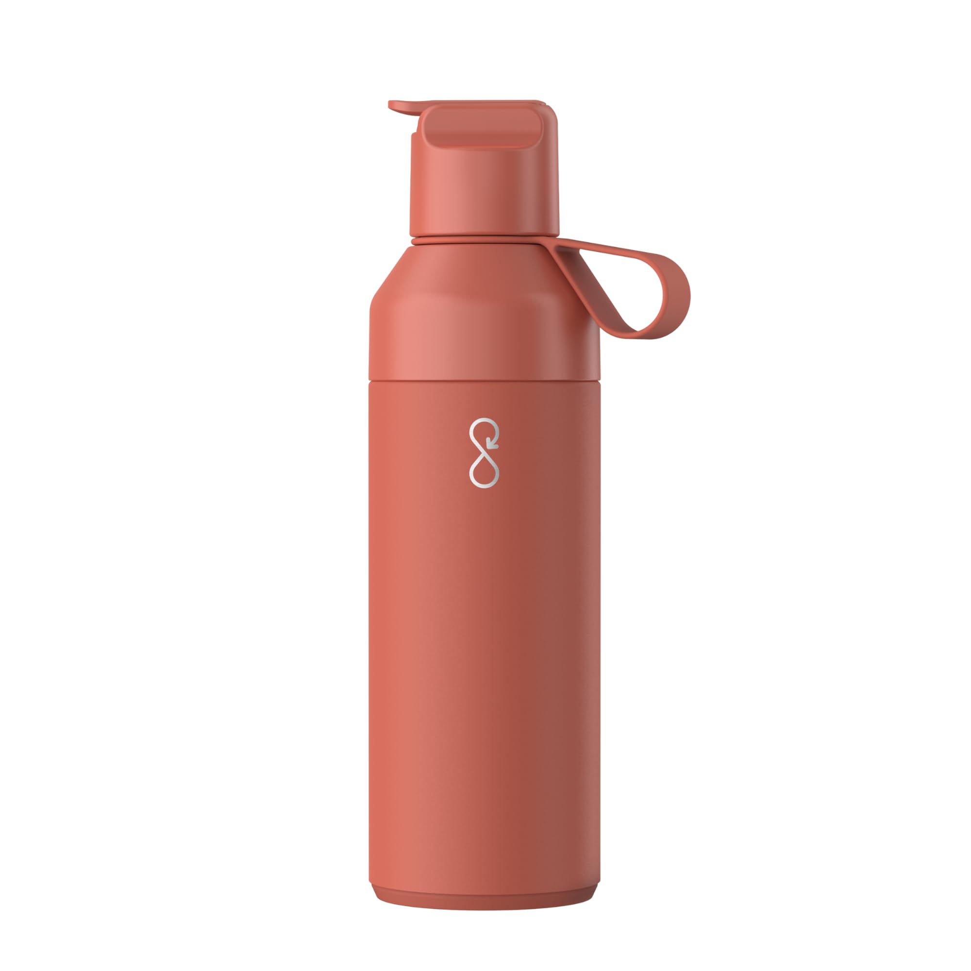 Ocean Bottle Go Wasserflasche aus recyceltem Edelstahl, umweltfreundliche und wiederverwendbare Flasche, Sahara-Rot, 500 ml