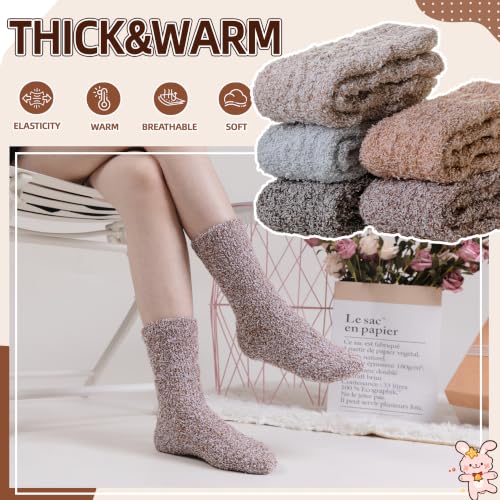 Image of Velice Womens Fuzzy Socks Soft Cozy Fluffy Slipper Winter Thick Warm Plush Sleeping Christmas Socks