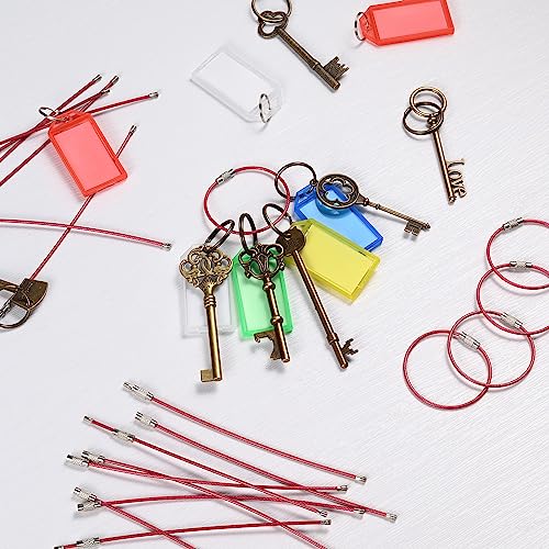 Image of 5.9in /15cm Stainless Steel Keychain Cable,Wire Diameter 2mm Metal Key Ring Loop,20 Pieces
