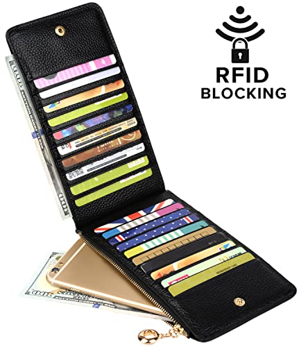 YALUXE Women's RFID Blocking Genuine Leather Wallets Cell Phone Pocket Card Holder Organizer Coin Purse with Zipper Pocket2