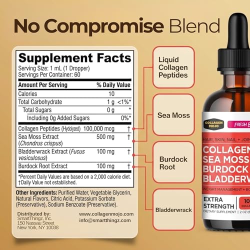 Collagen Mojo Liquid Collagen Peptides with Sea Moss