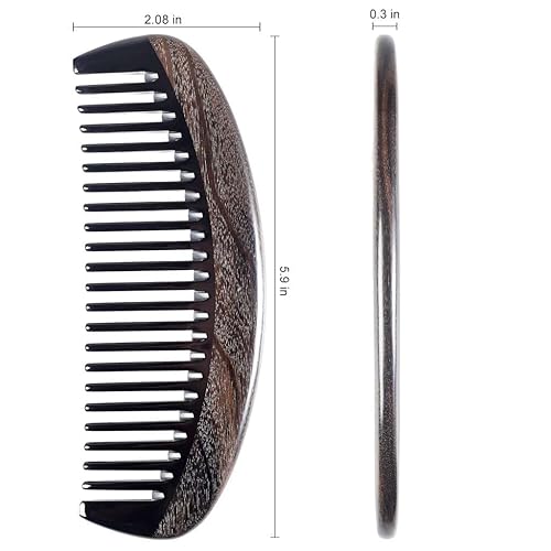 Miniatura 4 de Onedor Peines de pelo hechos a mano 100% natural de madera de Chacate Preto  Anti-estático aroma de sándalo natural desenredante de pelo peine de