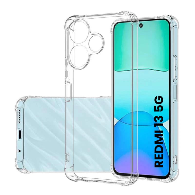 Prime Retail Designed for Mi Redmi 13 5G Back Cover Case Soft Silicone Back Case Cover for Mi Redmi 13 5G (Transparent)