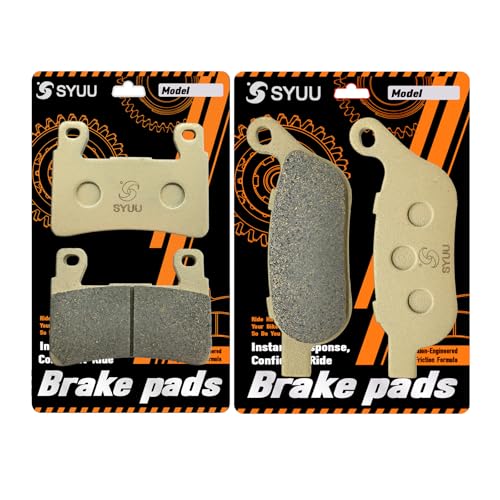 S SYUU moto Fibre de cuivre Plaquettes de Frein Avant et Arrière Compatible avec Harley Davidson FLSTF/FLSTFB Fat Boy LO FXSB Breakout 2015-2017 FA296F FA458R