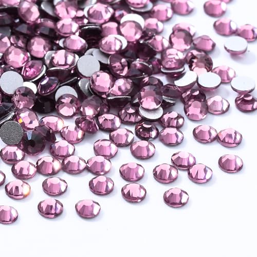 Image of Light Amethyst Flatback Rhinestones, Glass Rhinestones for Nail Art and Craft, Glue Fix, Loose Crystal Gemstones(Lt.Amethyst, SS6, 1440pcs, 1.9-2.0mm)