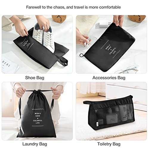 8-Set-Packing-Cubes-for-SuitcasesPacking-Cubes-with-Shoe-Bag-Cosmetics-Bag-Clothing-Bag-Accessories-Bags-Packing-Cubes-for-Travel-Luggage-Organizer-Women-MenBlack