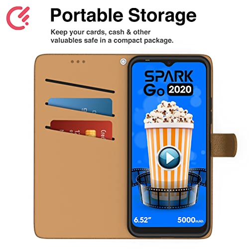 Image of CareFone Flip Case Compatible for Tecno Spark Go 2020 | Wallet Style with Card Slot | Magnetic Closure Cover | Premium Leather Flip Case (Brown)