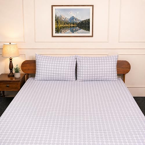 Image of Amazon Brand - Umi Cotton Elastic Fitted Bedsheet, King Size 78x72 Inches, Elastic Fit Bed Sheet, 10 Inch Deep Pocket, Soft Breathable Bedding, Durable Easy Care, with Pillow Cover-Imperial Crown