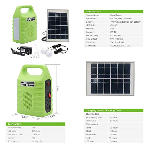 Pabho Solar Generator portable power station with Solar Panel Included Solar Power Bank Generator Solar Powered Generators KitFor Home Emergency Backup Power Outdoor Camping With Flashlights FM Radio