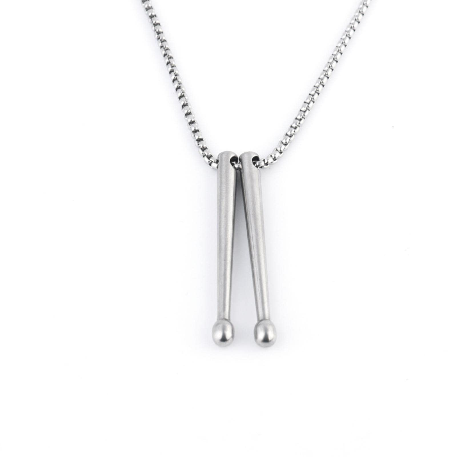 Collier en titane pour hommes pendentif de batterie et caisse claire