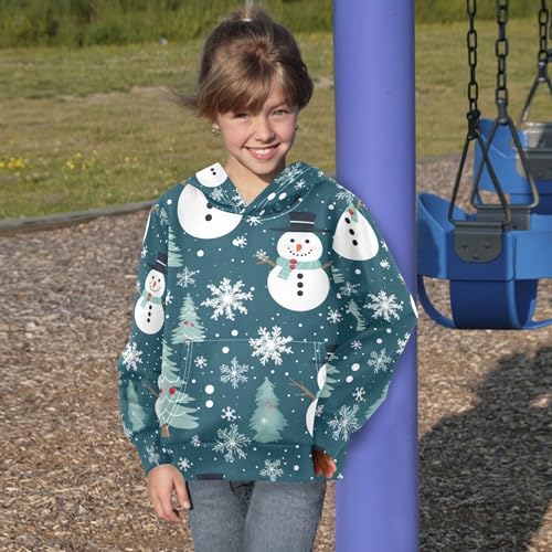Kids Hoodies Sweaters Christmas Snowman Hooded Sweatshirts with Big Pockets for Boys Girls B04000424