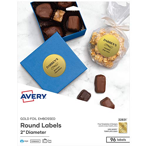 Étiquettes rondes Avery pour masquer les imperfections or mat