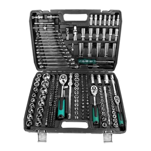 ZHYIBDE Kit de 227 llaves trinquete y vaso con 72 dientes mangos ergonómicos para reparaciones automóviles del hogar