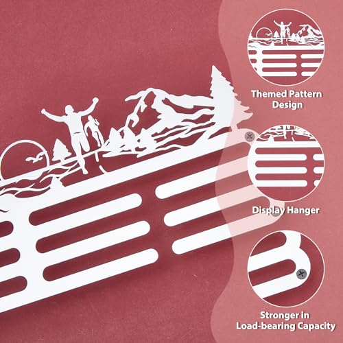SUPERDANT Running Medal Hangers Mountain Tree Medal Holder Personalised Medals Holder for Runner Platinum Wall Mounted Medals Display 3 Rows Capacity About 10-15KG Gift for Running Man Woman - Image 3