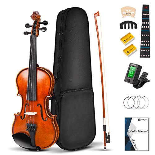 Vangoa 1/2 Violon Acoustique en Bois Massif Beginner Set Demi-taille Violin Fiddle pour Étudiants, Adolescents, Enfants avec Kits de Démarrage, Manuel