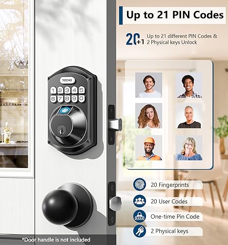 Teeho TE002-1 Fingerprint Door Lock - Keyless Entry Door Lock - Electronic Keypad Deadbolt Lock thumb #1
