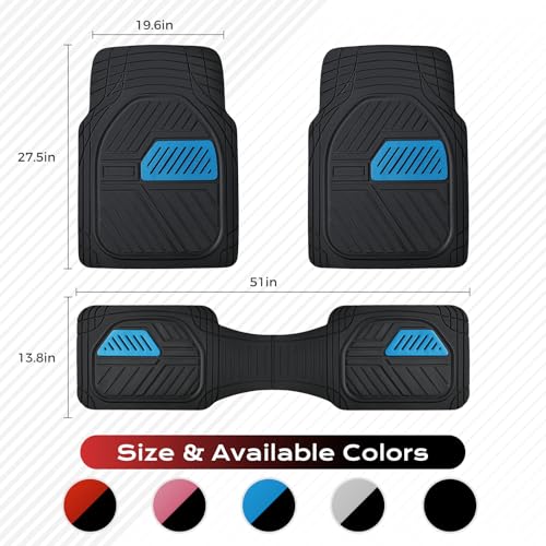Image of Coverado Automotive Floor Mats, Heavy Duty Rubber Car Floor Mats, Deep Dish All-Weather Floor Mats for Cars, Anti-Slip Trim to Fit Waterproof Car Floor Mat Universal Fit for Most Cars, Black&Blue