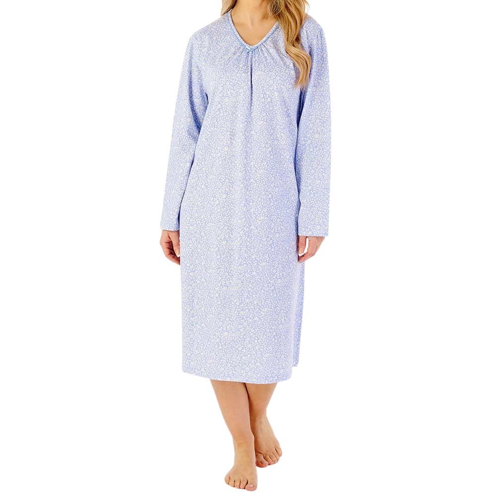 Slenderella Wild Thyme Long Sleeve Cotton 42 Inch Nightdress (20/22, pink)