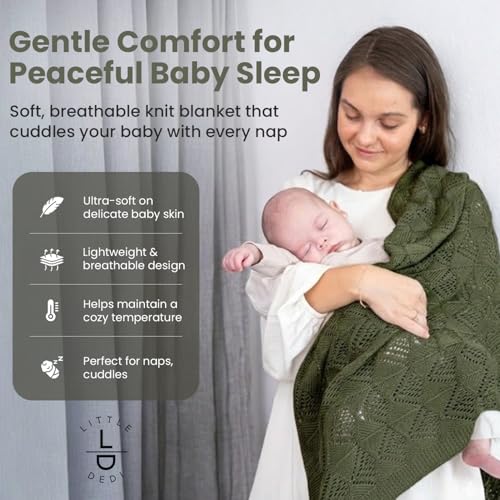 Image of Hypoallergenic Baby Blanket - 30x40 Inches Pepper Green, Oeko-TEX Certified, Thermal-Regulating, Silky Soft Knit for Girls & Boys - Swaddle, Toddler, or Receiving Blanket