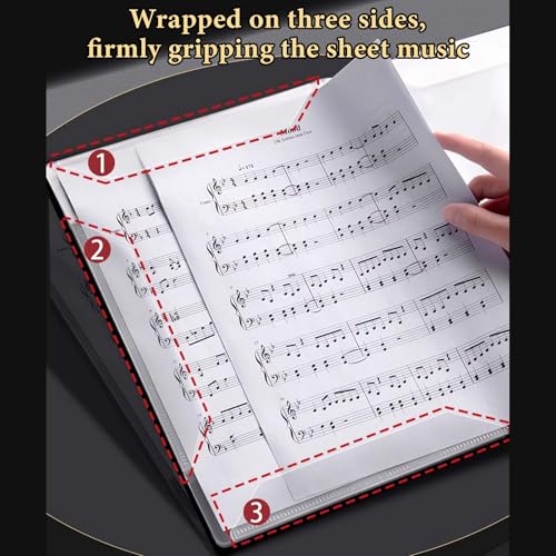 DEARBAG Music Sheet Holder, A4 Sheet Music Folders, 60 Pockets, Black, A4 Size - Image 4