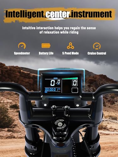 Image of Electric Dirt Bike Adults, 1300W Peak 52V20.8Ah ebike, 20 inch x4.0 Fat Tire, Streamlined E-Motorcycle with 7 Speeds for Youths, V200，Black with Rear Rack + Footrests