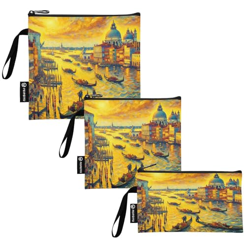 RPLIFE Venice - Bolsa de aperitivos y bolsas para sándwich, reutilizables, lavables, con cremallera, para niños y adultos (juego de 3: S/M/L)