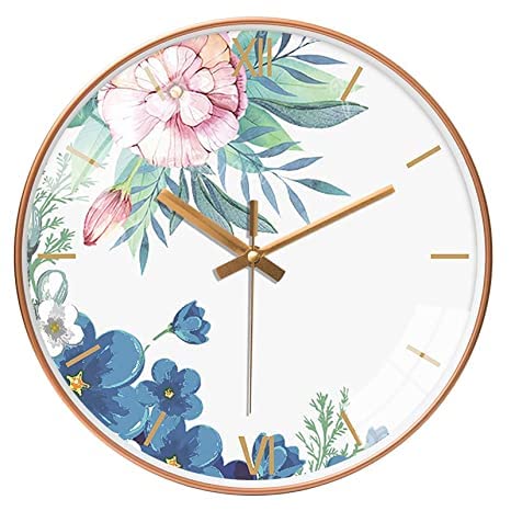 WHISKET Plastic Wall Clock, Modern Small Wall Clocks Battery Operated 12 Inch, Silent Non-Ticking Analog Classic For Office, Home, Bathroom, Kitchen, Bedroom, School (White Flower Clock)