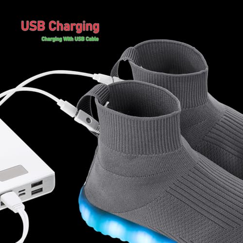 Light Up Shoes for Women Men USB Charging Unisex LED Shoes Halloween Flashing Dancing Sneakers with Mesh Uppers Black4