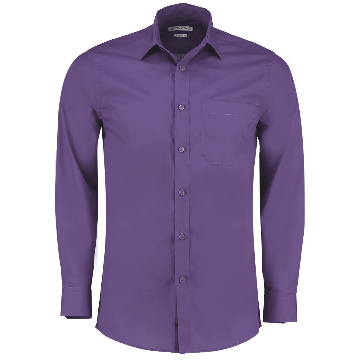 Kustom Kit Men's Men's Poplin Shirt (Long Sleeve) Business Shirt, Purple (Purple Kk-PPL-), 45 (Manufacturer Size: 18)