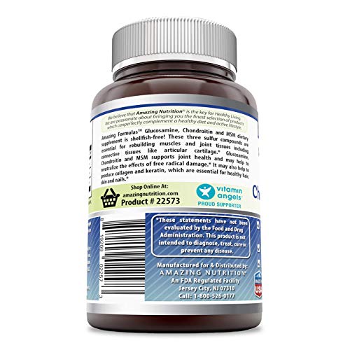 Amazing Formulas 2566 Glucosamine Chondroitin & Msm 60 Veggie Capsules | Shellfish Free | Non-Gmo | Gluten Free | Made In Usa | Ideal For Vegetarians thumb #1