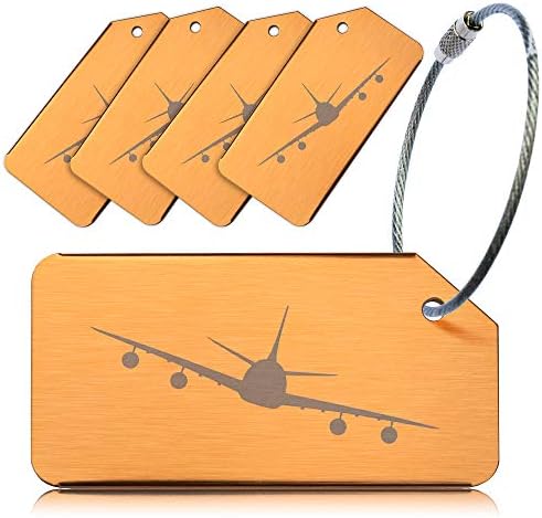 OCTiLUX Luggage Tags for Travel Suitcase Aluminium Aero Design 5 Pack Multicolor