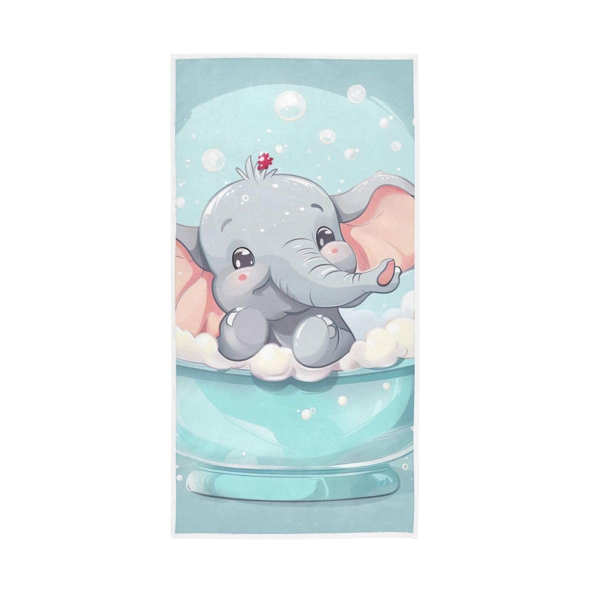 LSRCPD Cartoon Elephant Taking Bath Hand Towels, Multipurpose Hand Towels Cotton for Bathroom, Gym, Hotel, Spa 15 x 30 Inches