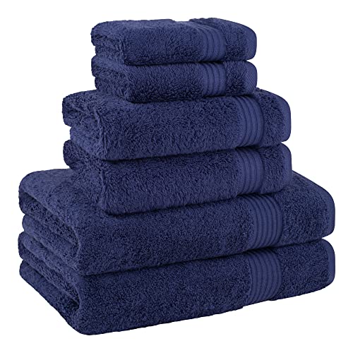 Cotton Paradise 6 Piece Towel Set 100% Cotton Soft Absorbent Turkish Towels for Bathroom 2 Bath Towels 2 Hand Towels 2 Washcloths, Navy Blue Towel Set - Image 7
