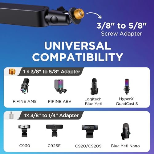 InnoGear Microphone Boom Arm, 360° Rotatable Low Profile Mic Stand with Magnetic Cable Management Desk Mount for Fifine AM8 K669B Blue Yeti HyperX QuadCast SoloCast AT2020, Black - Image 7