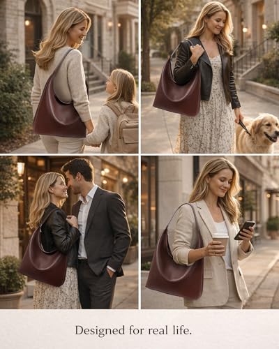Bolso Hobo Grande de Cuero Vegano para Mujer miniatura 5