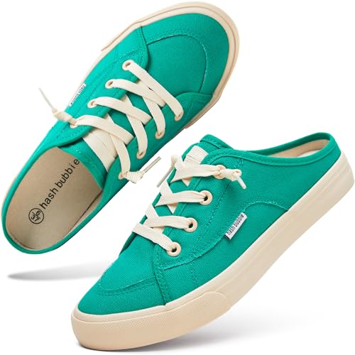 Image of hash bubbie Women's Mules Slip on Sneakers Canvas Tennis Shoes | backless summer close toed sandals non slip on walking casual comfortable