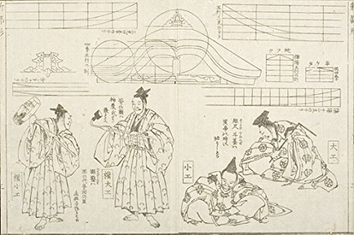 Lámina enmarcada de Hokusai Four Classes of Carpenter con acabado mate antirreflejos