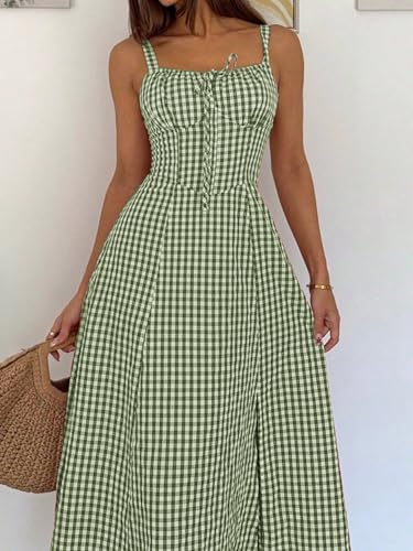 Image of Aahwan Women Fit and Flare Red Solid Lace Up Backless Ruched Boning Spaghetti Strap Slim Fit Long Cami Dress