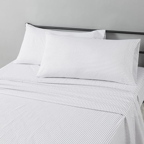 Image of Amazon Basics Lightweight Polyester Microfiber 4-Piece Bed Sheet Set, Machine Wash, King, Plum, Printed