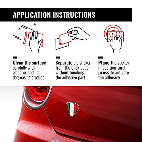 4R Quattroerre.it 32112 3D Aufkleber Italien Flagge Schild Sticker HQ, 40 x 36 mm, Grün, Weiß, Rot