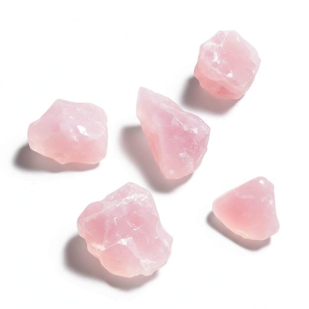 ZUBY CRYSTALS Product Natural Rose Quartz Rough stone Original Certified Raw Rock for Healing, Attract Unconditional Love and Infinite Peace 250+ Gram Weight in 4 to 5 Piece.