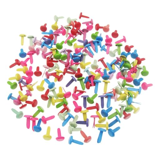 Ieron Lot de 200 Mini Attaches parisiennes Rondes en métal pour Scrapbooking, épingles Fendues pour travaux manuels, estampage, Scrapbooking, 4,5 x 8 mm,...