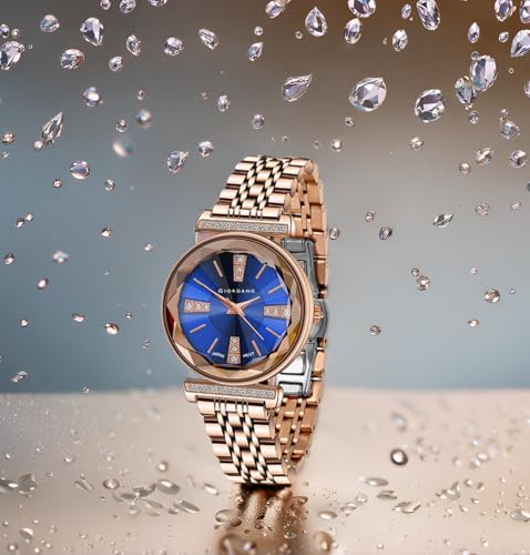 Image of Giordano Stylish Diamond Studded Analog Wrist Watch for Women with Elegant Diamond Cut Glass and Glass Coated Stainless Steel Strap - GZ-60084