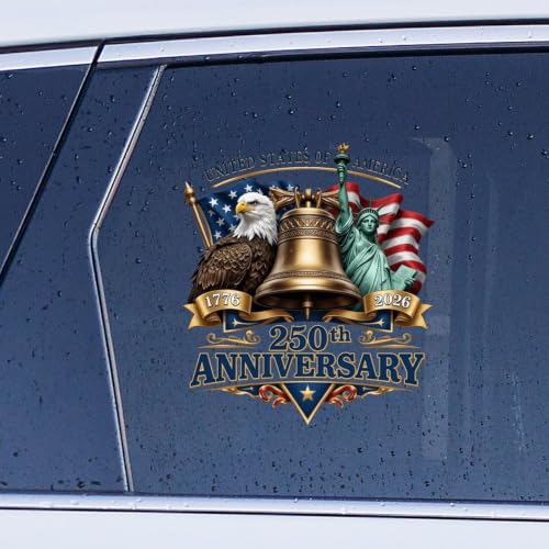 Image of 2pcs USA 250th Anniversary Car Window Stickers and Decals Patriotic | 1776-2026 Window Decal for Vehicles Laptop Stickers 250 Years Vinyl Bumper 10 inch